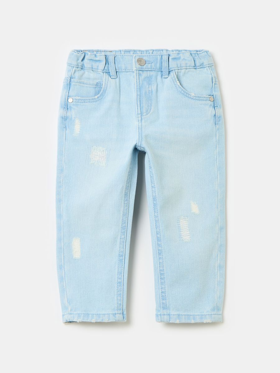 Cotton jeans with abrasions_0
