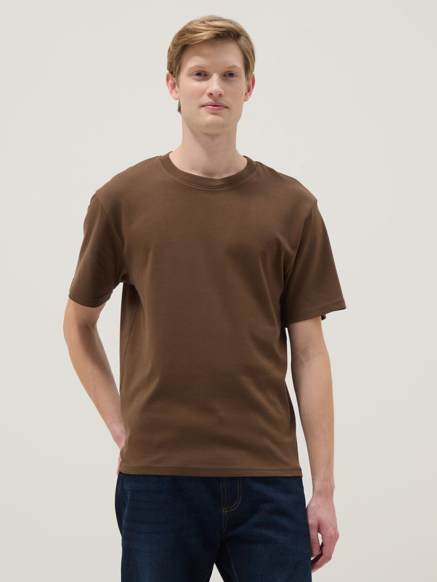 Relaxed Fit Brown The Iconic Tee T-shirt in Pure Cotton_3