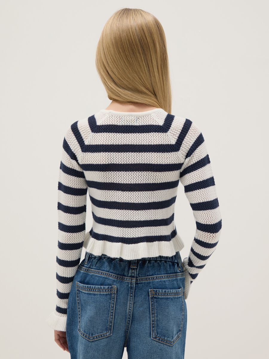 Girl's multicolour striped viscose blend fitted top_1