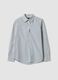 Camisa branca em popelina de algod&atilde;o com riscas roxas, corte regular_4