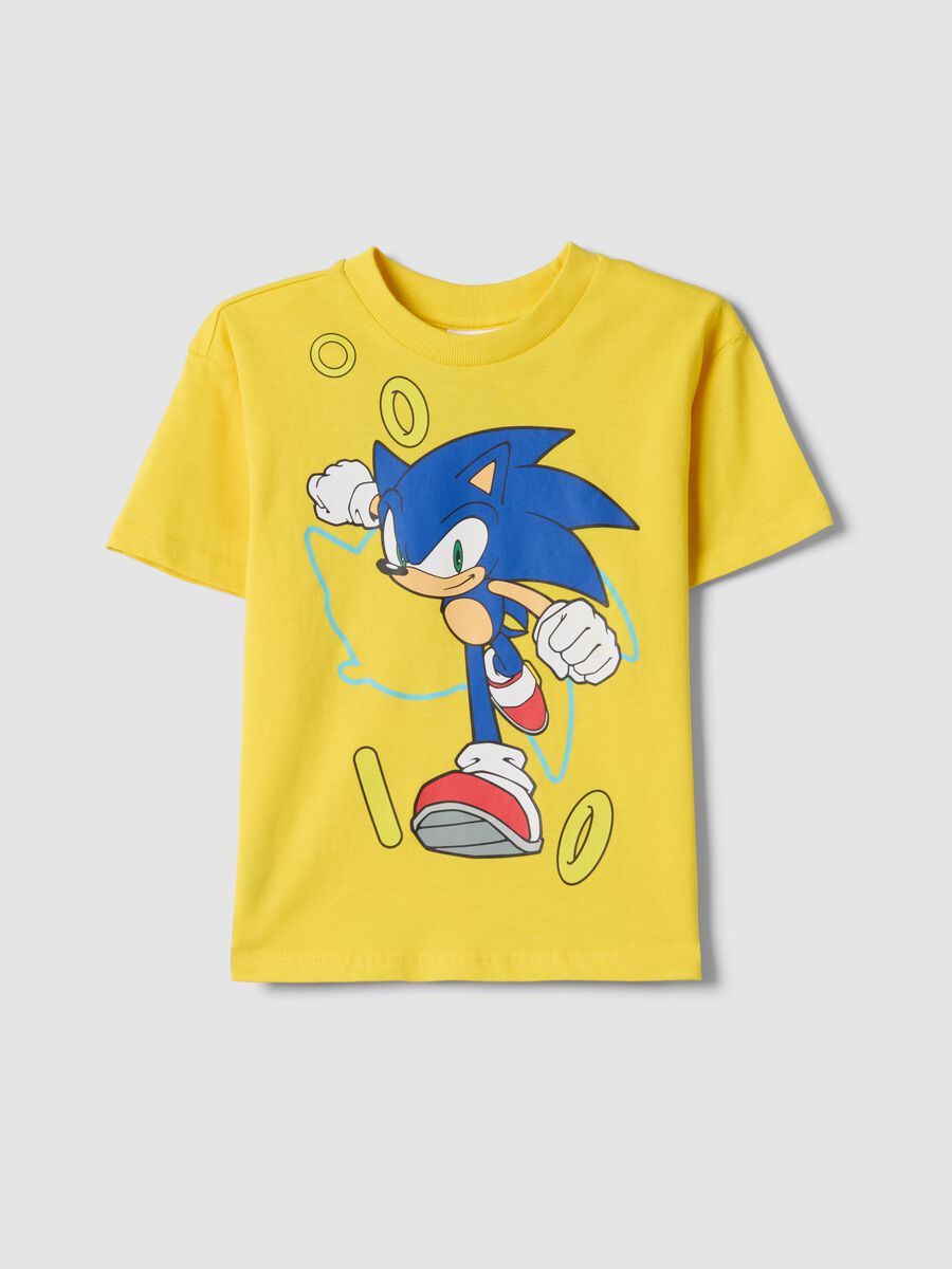 Yellow pure cotton kids' T-shirt regular fit with Sonic_0