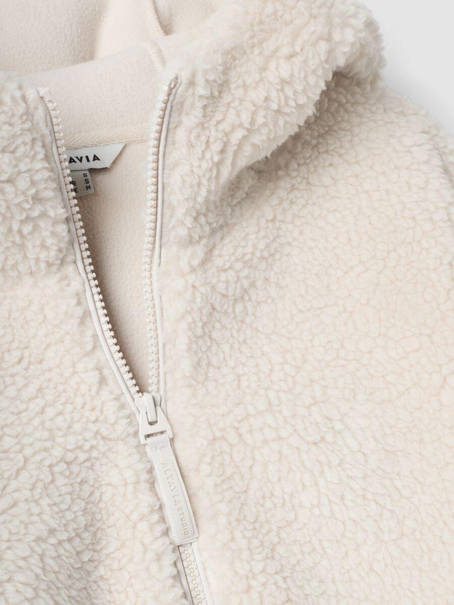 Sweat beige &agrave; col rond effet teddy_6