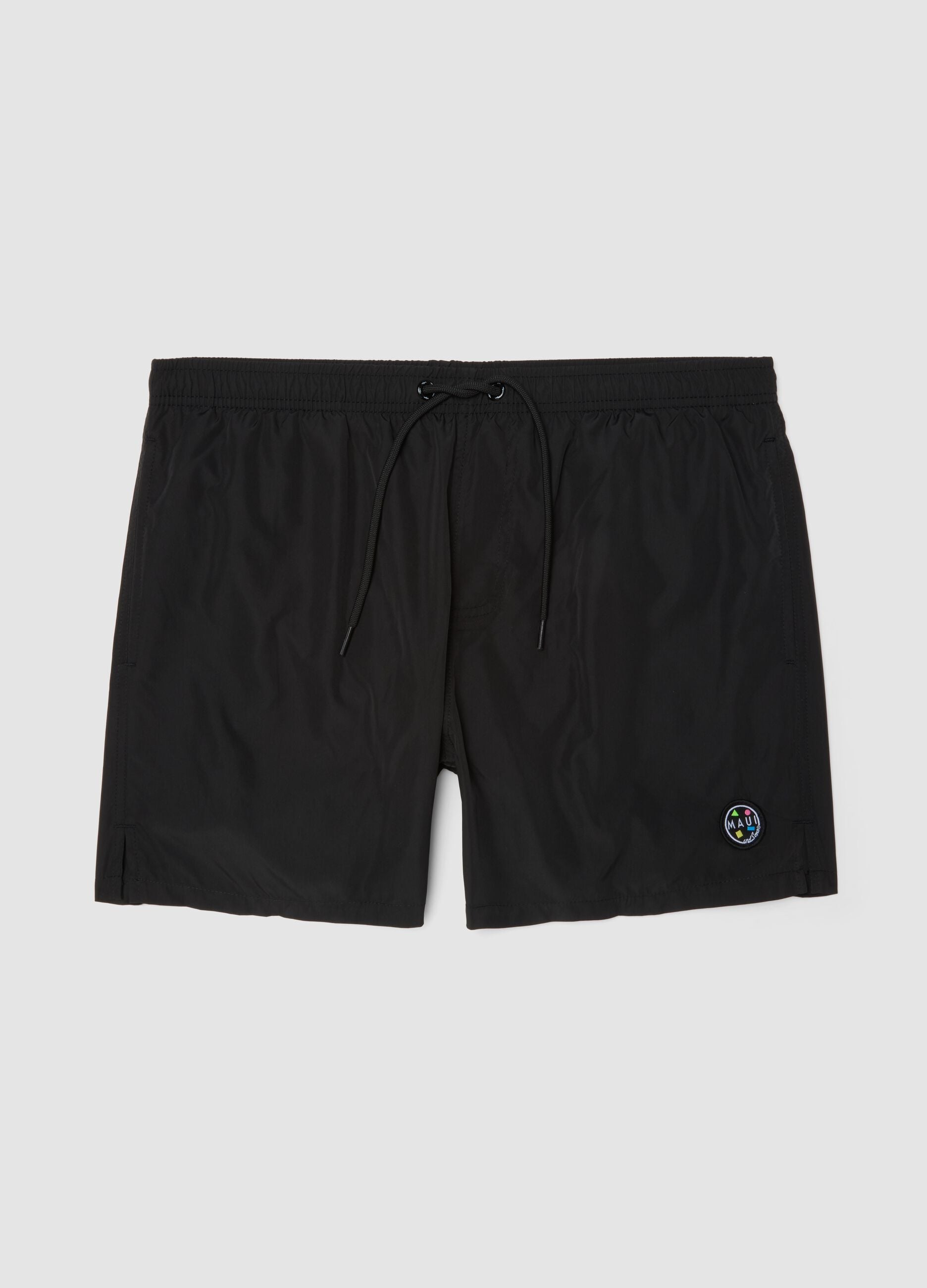 Black swim shorts with elasticated waistband