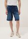 Blue denim shorts in stretch cotton blend, regular fit_1