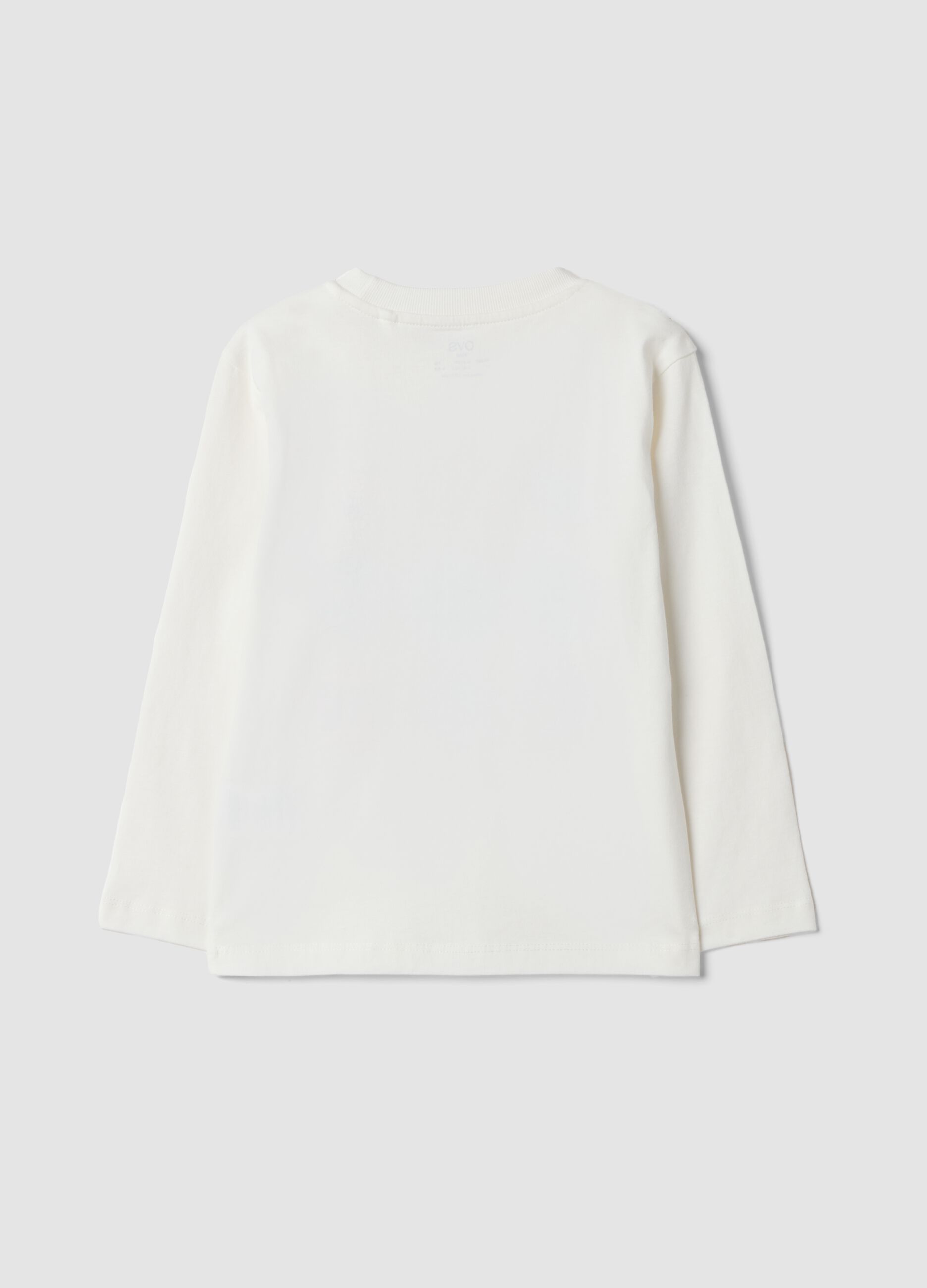 T-shirt bianca in puro cotone organico con stampa college