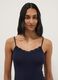 Blue slim fit stretch viscose camisole with lace_1