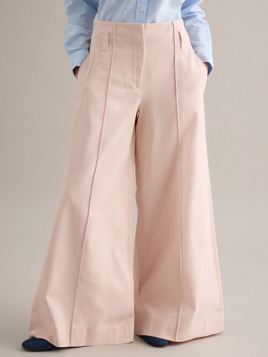 Straight Pink Trousers in Twill and Stretch Cotton_1