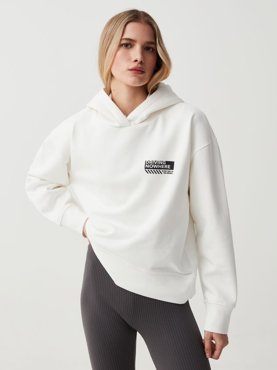 Sweatshirt with hood and photographic print_0