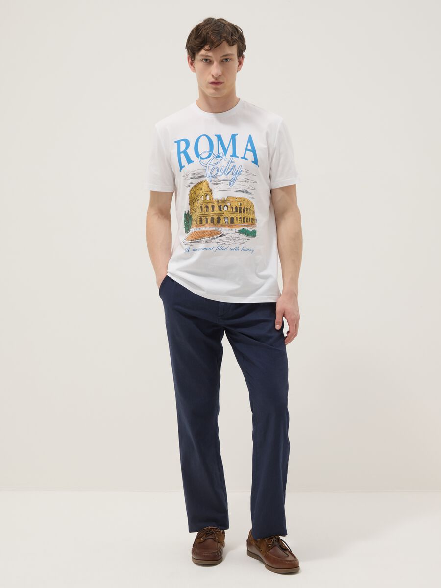 Wei&szlig;es T-Shirt aus reiner Baumwolle mit Print, Regular Fit_1