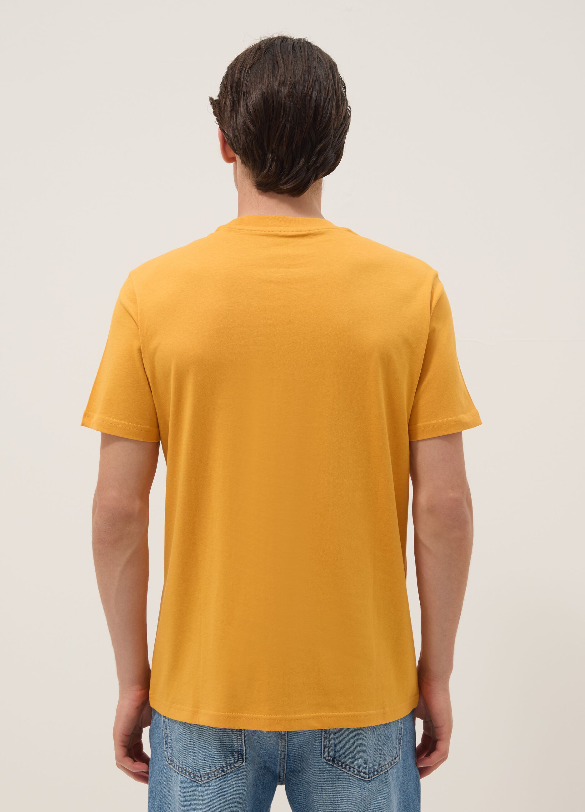 Oranges T-Shirt aus reiner Baumwolle mit Frontprint, Regular Fit