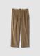 Pantaloni marroni in puro cotone a coste baggy fit_0