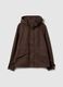 Brown cotton blend regular fit jacket with zip and hood_4