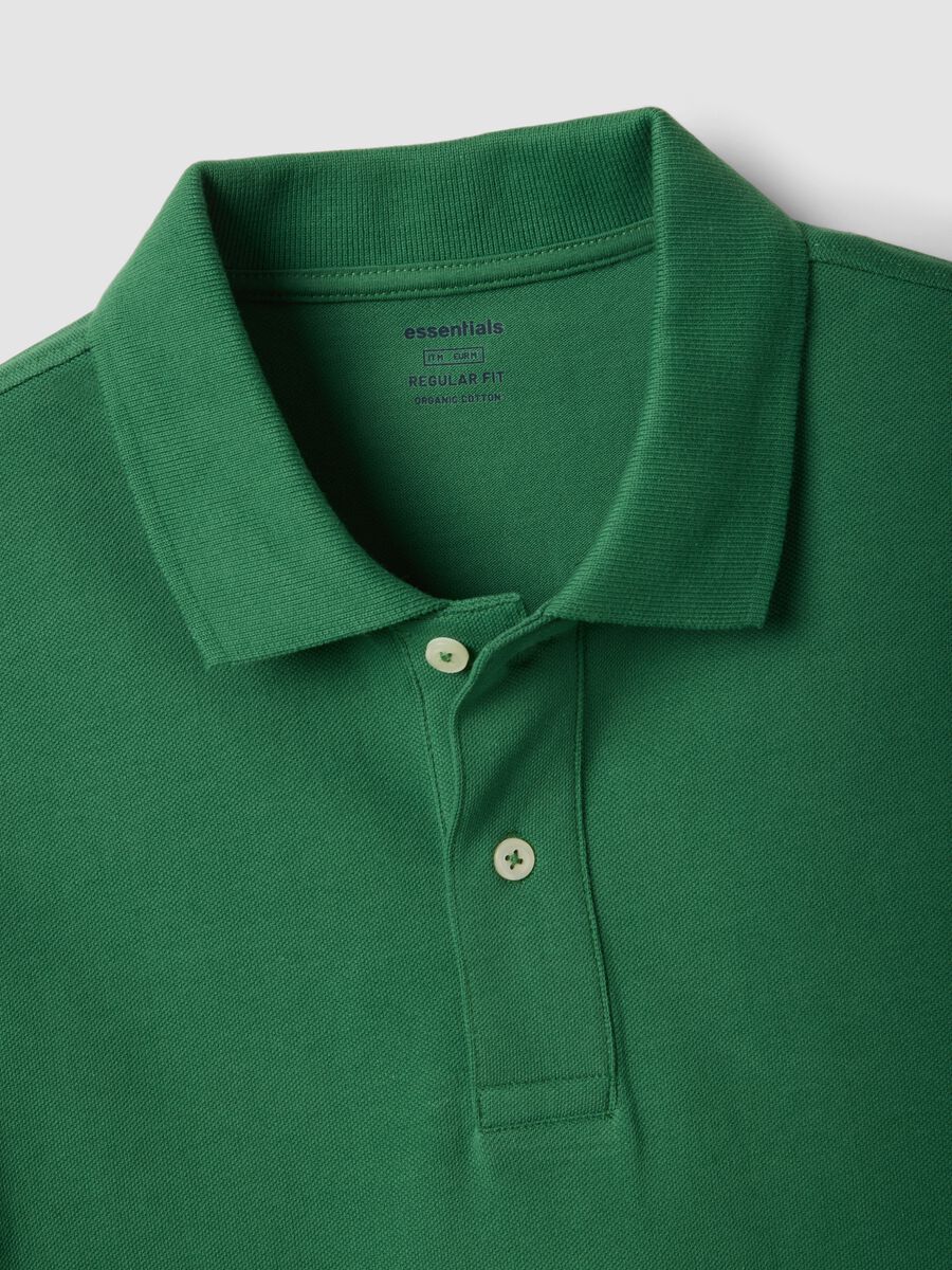 Short sleeve polo in pure green cotton regular fit_5