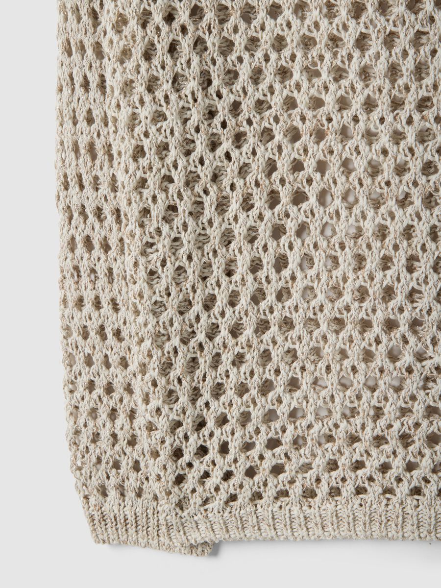 Beige cotton-blend knitted sweater_5
