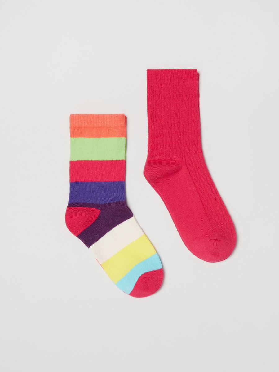 Two-pair pack short socks with stripes_0