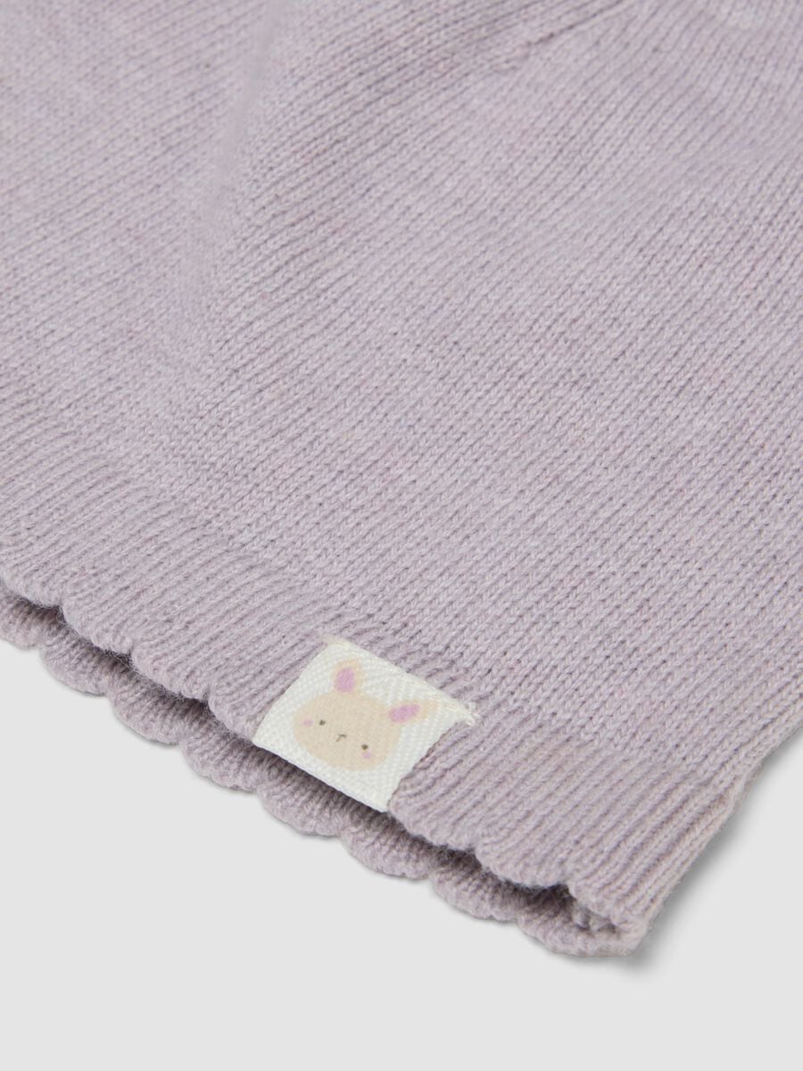 Rosa Strickm&uuml;tze aus reiner Bio-Baumwolle mit Pompons f&uuml;r Baby-M&auml;dchen_1