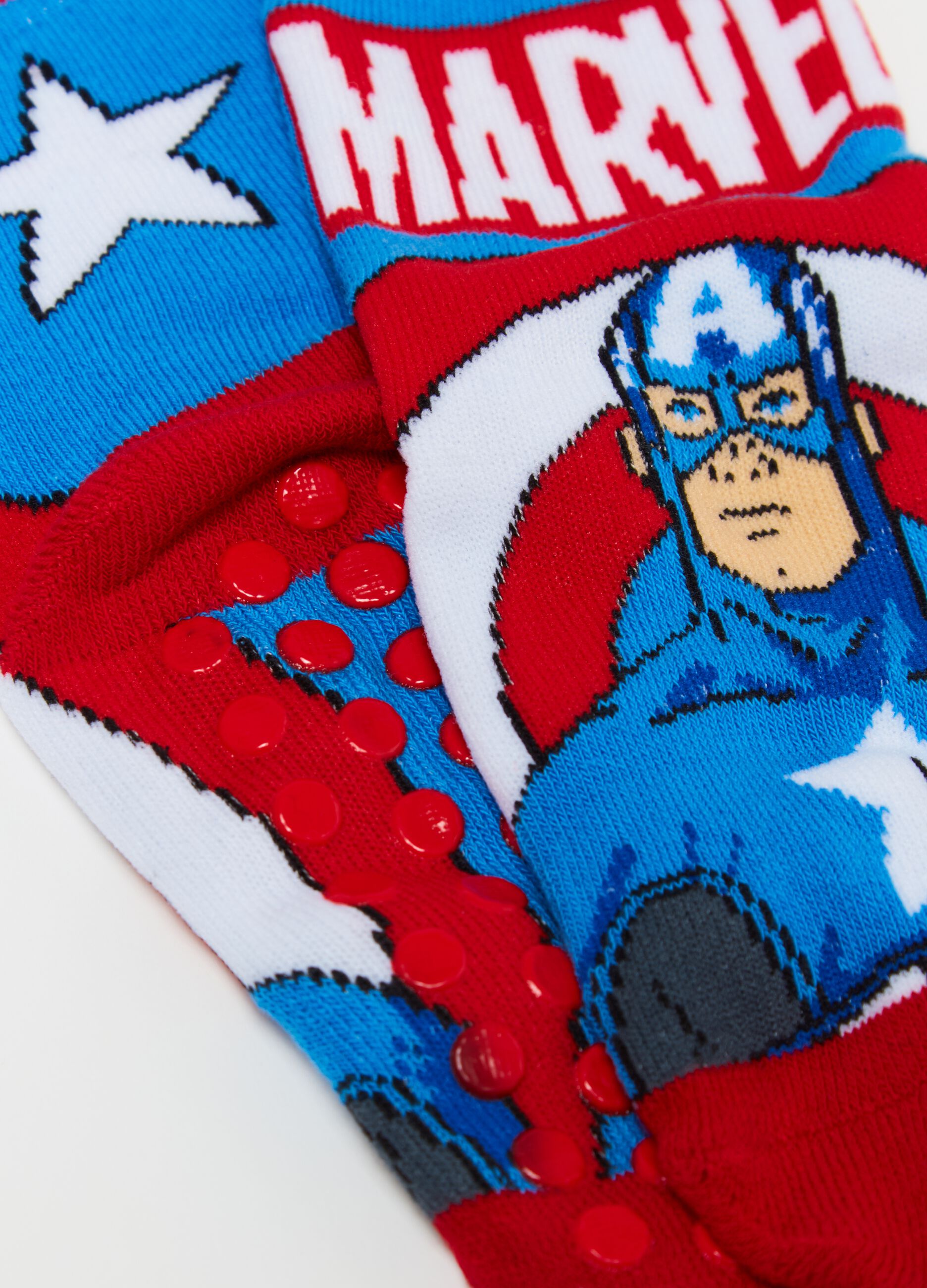 Slipper socks with Captain America design