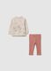 Girls' beige and pink pure cotton top and trousers set_0