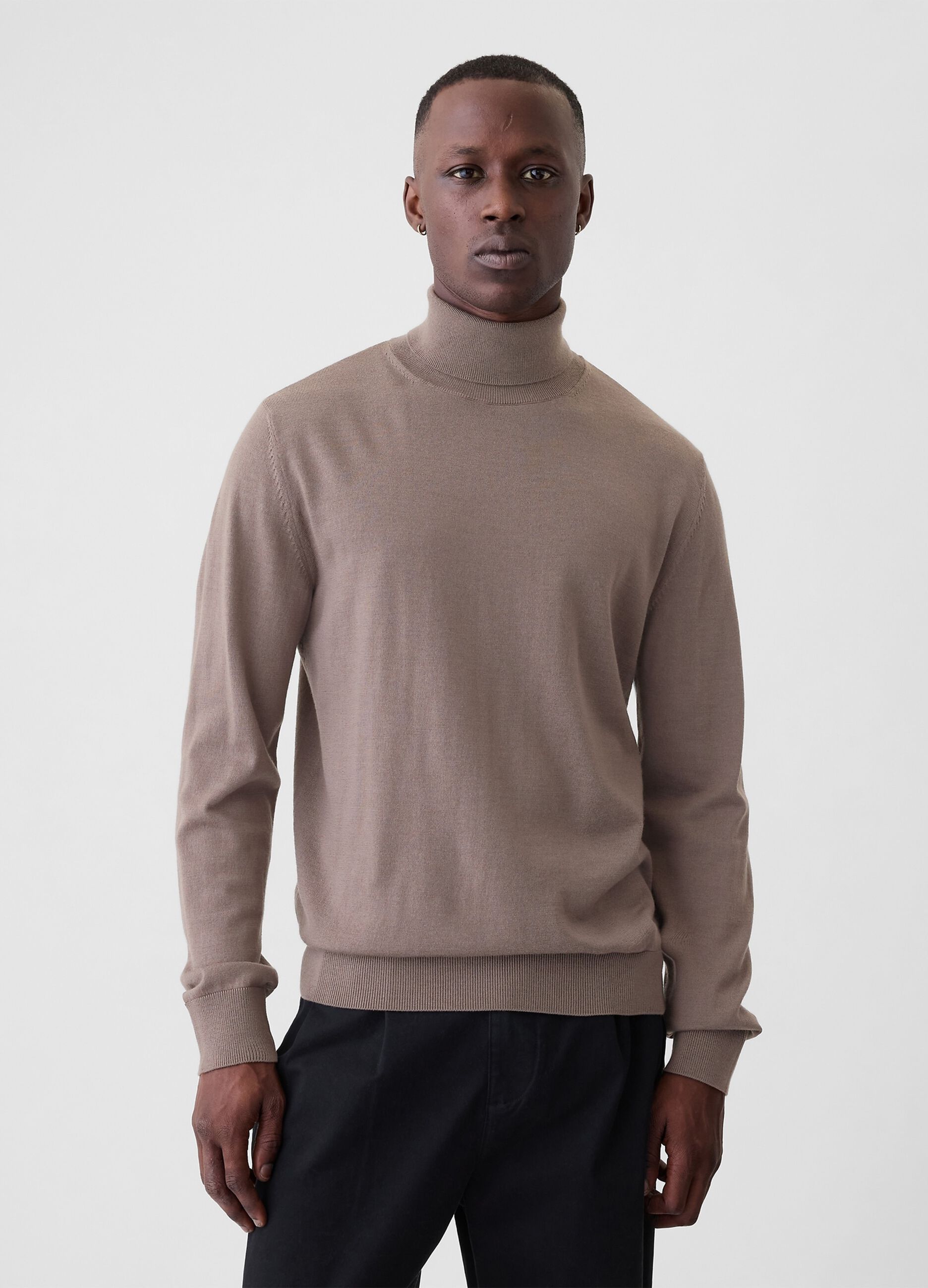 Merino wool pullover with high neck