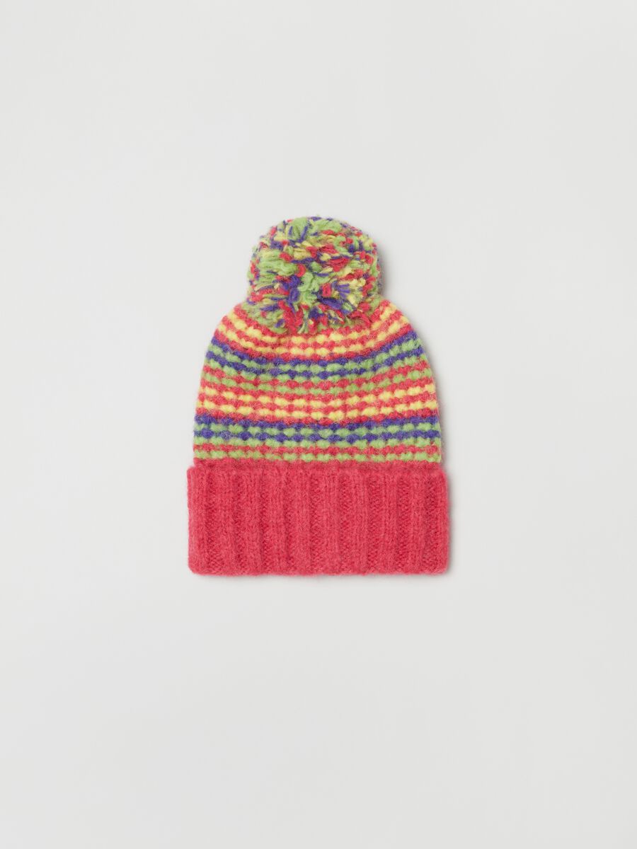 Multicoloured hat with pom pom_0