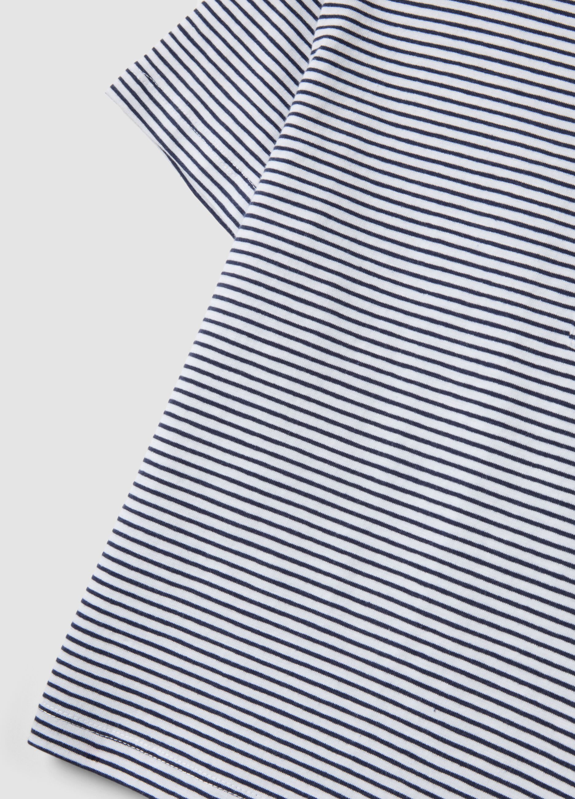 Blue striped stretch cotton T-shirt