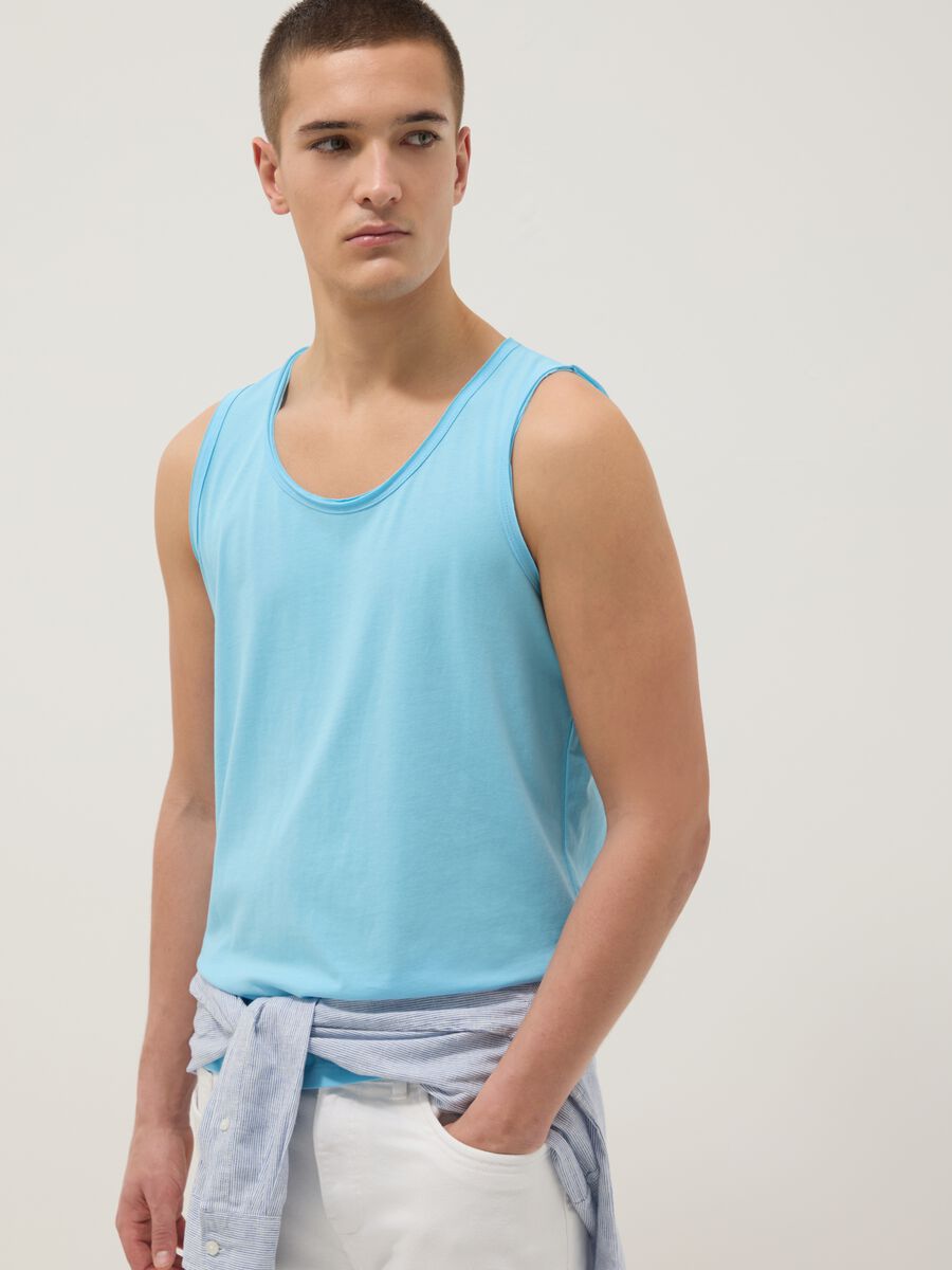 Light Blue Pure Cotton Vest Top_2