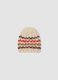 Cappello bianco sporco in maglia con motivo a righe_0