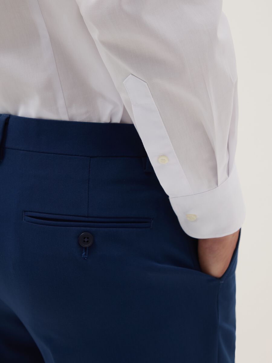 White cotton blend slim fit shirt_3