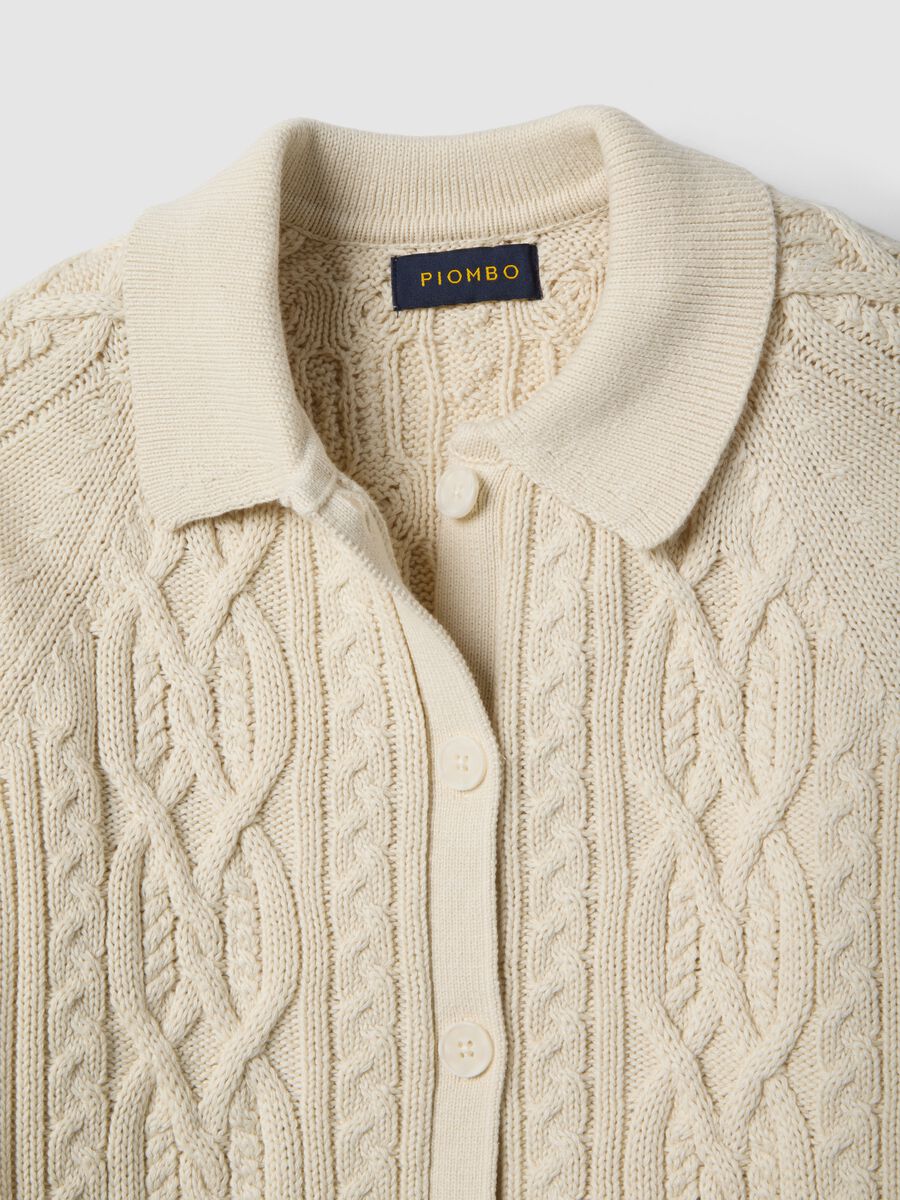 Beige pure cotton regular fit cardigan_5