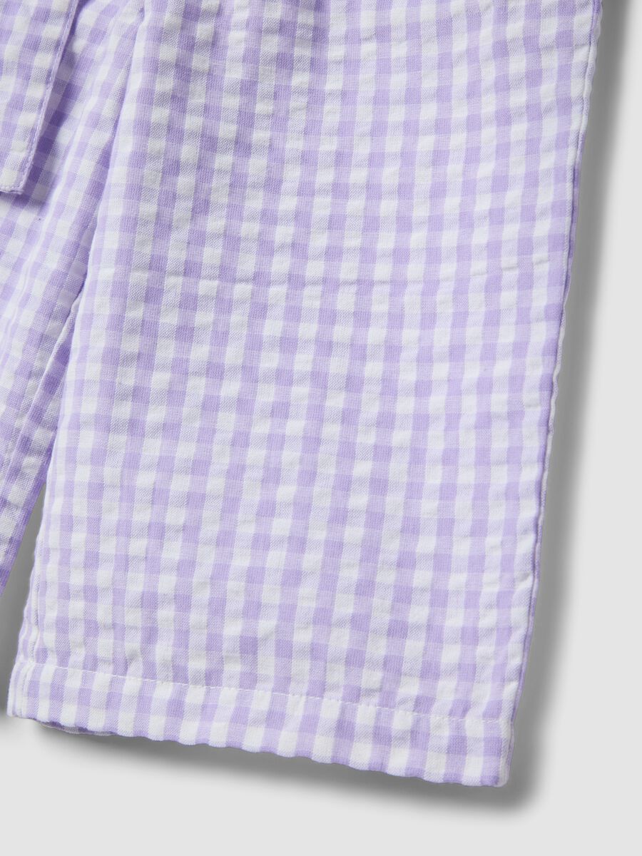 Girls' wide leg multicoloured check pure cotton trousers_3