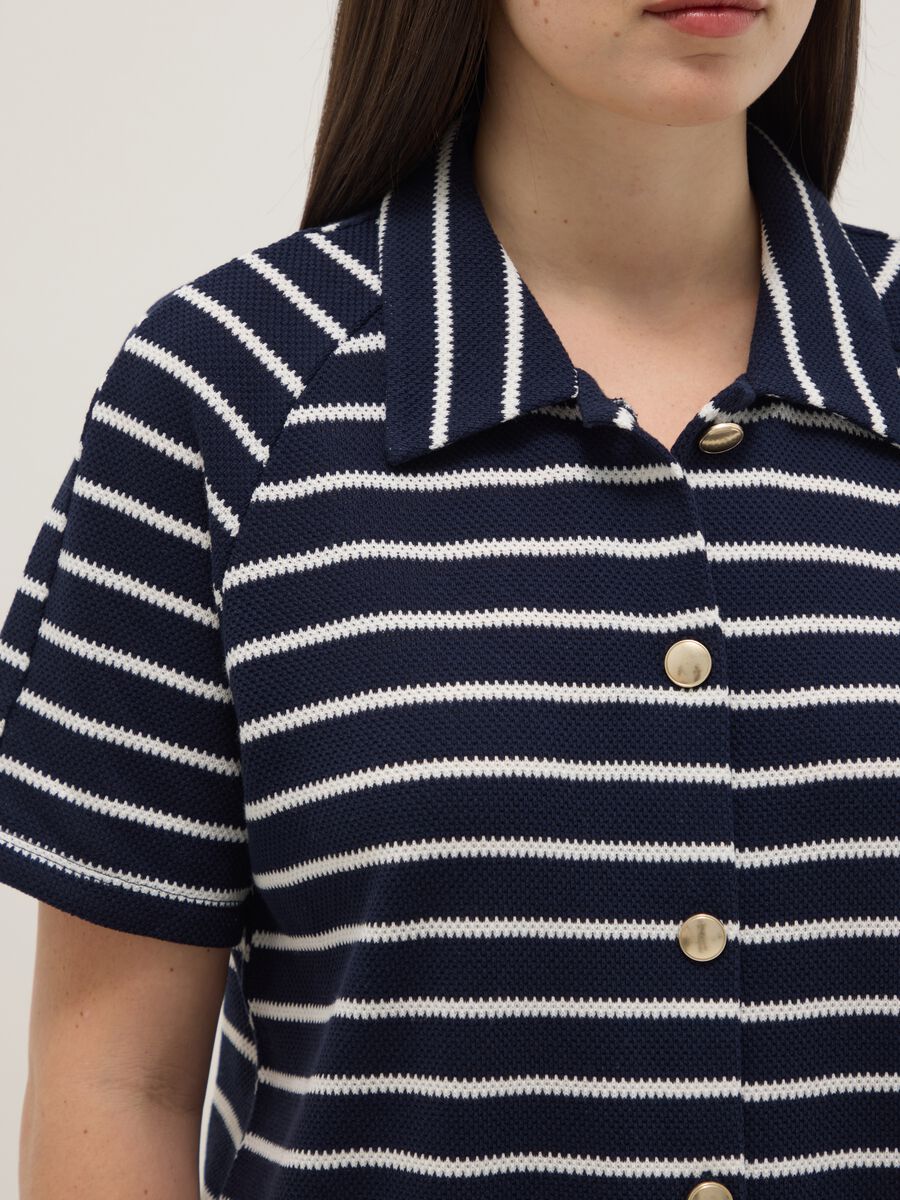 Multicolour striped cotton blend polo, regular fit_3