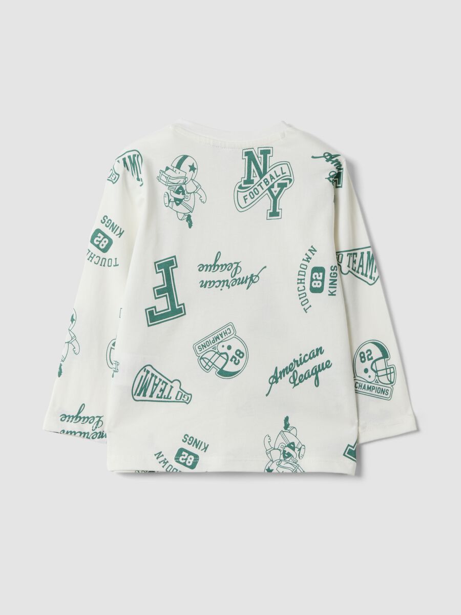 White pure organic cotton T-shirt with all-over print for baby boy_1