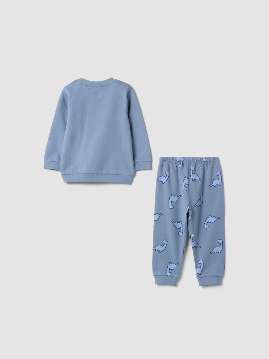 Pijama azul-claro em algod&atilde;o org&acirc;nico puro com decote redondo_1