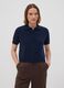 Cardigan blu in misto lana con colletto polo regular fit_0