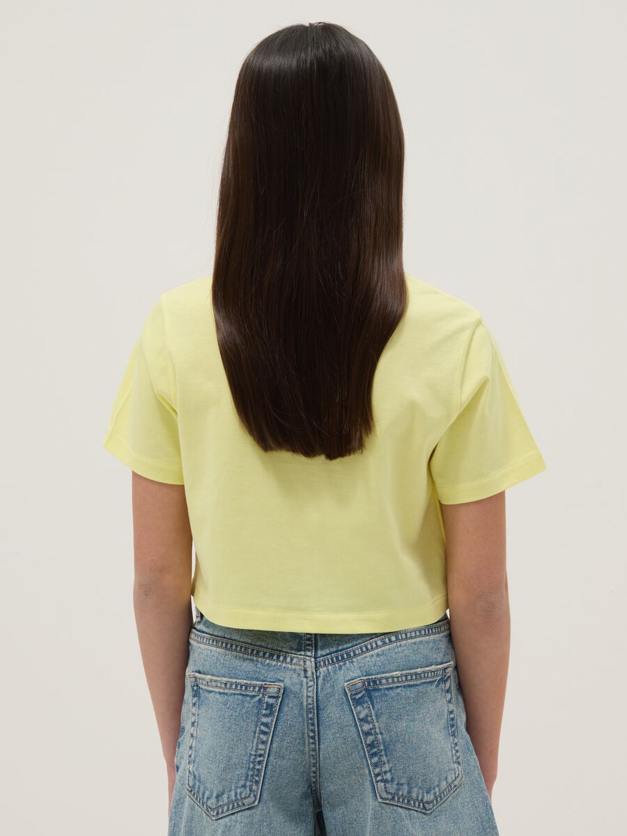 Yellow pure cotton boxy fit girl's T-shirt_1