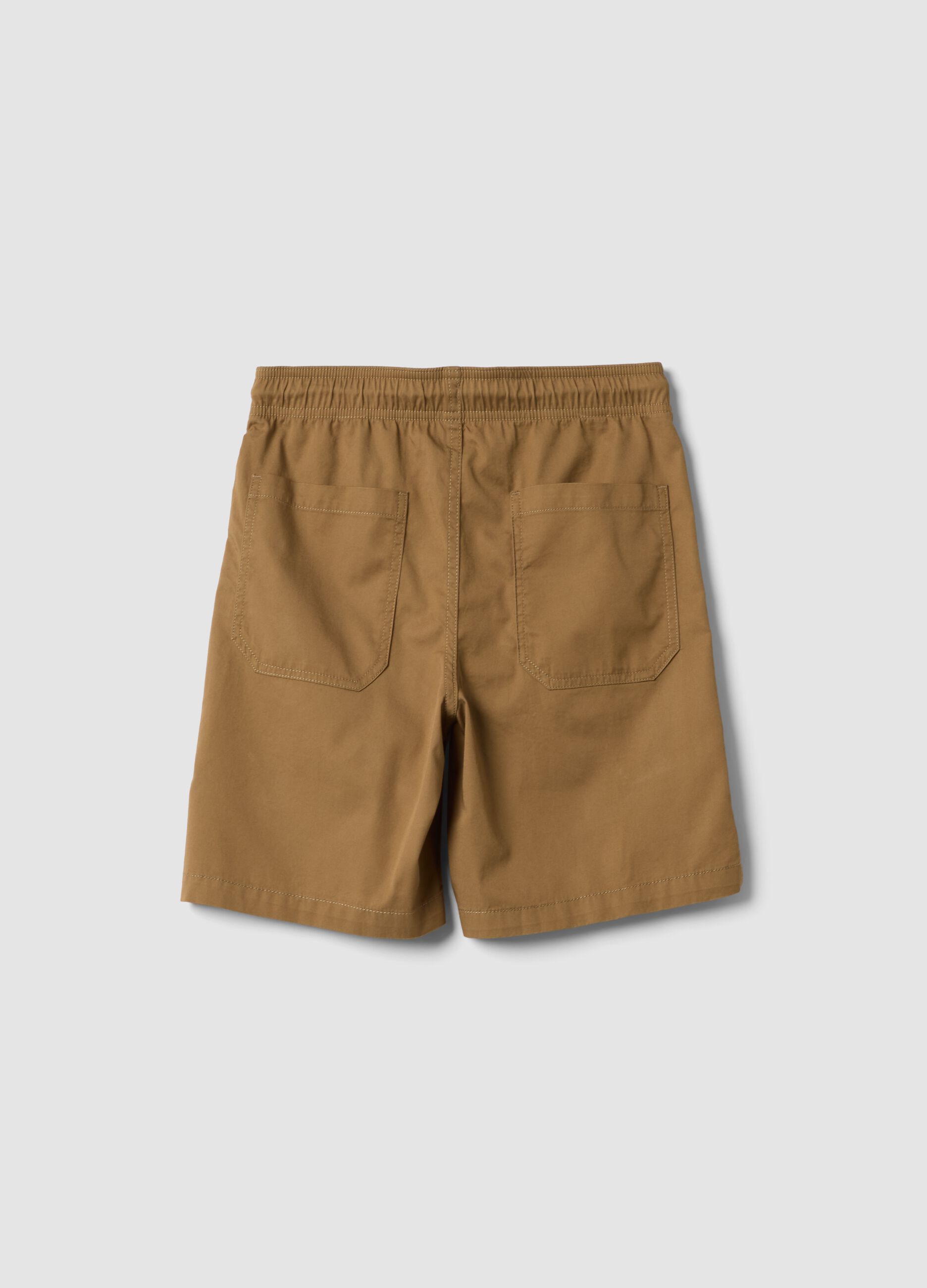 Brown regular-fit pure cotton Bermuda shorts