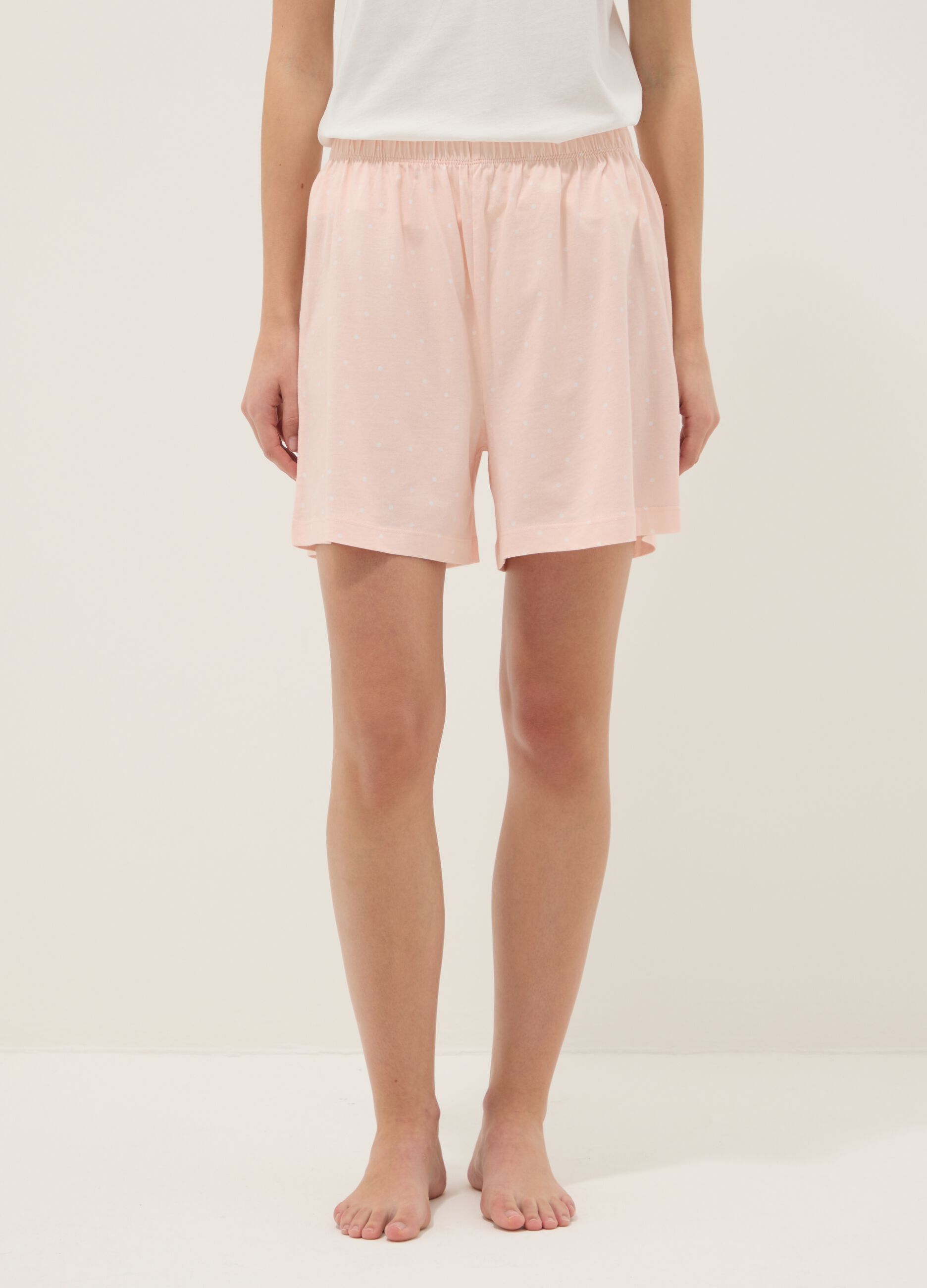 Pink polka dot pure cotton pyjama shorts regular fit