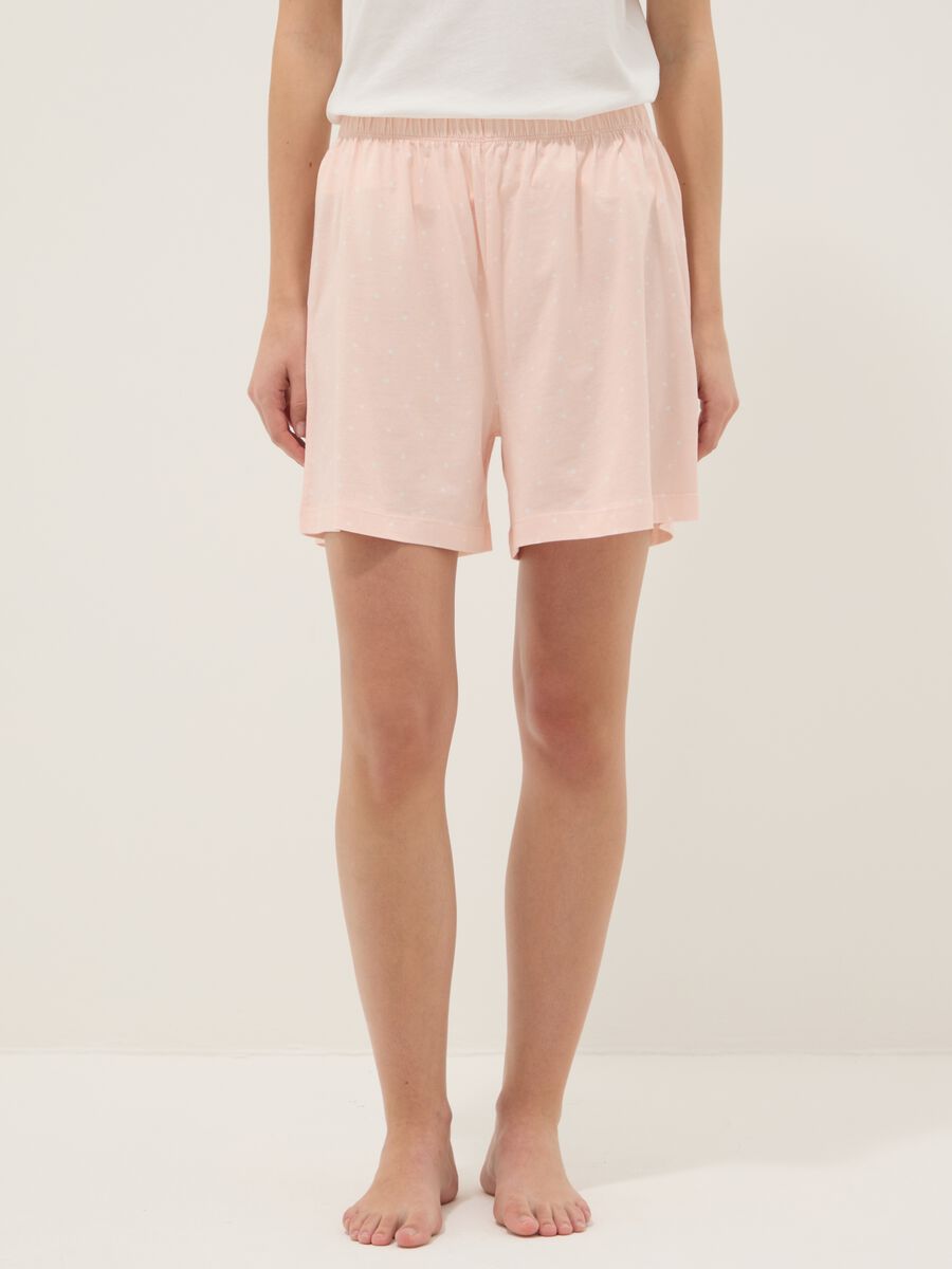 Rosa gepunktete Pyjamashorts aus reiner Baumwolle im Regular Fit_1