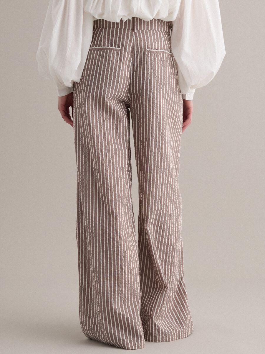 Pure cotton wide-leg chino trousers with multicolour stripes_2
