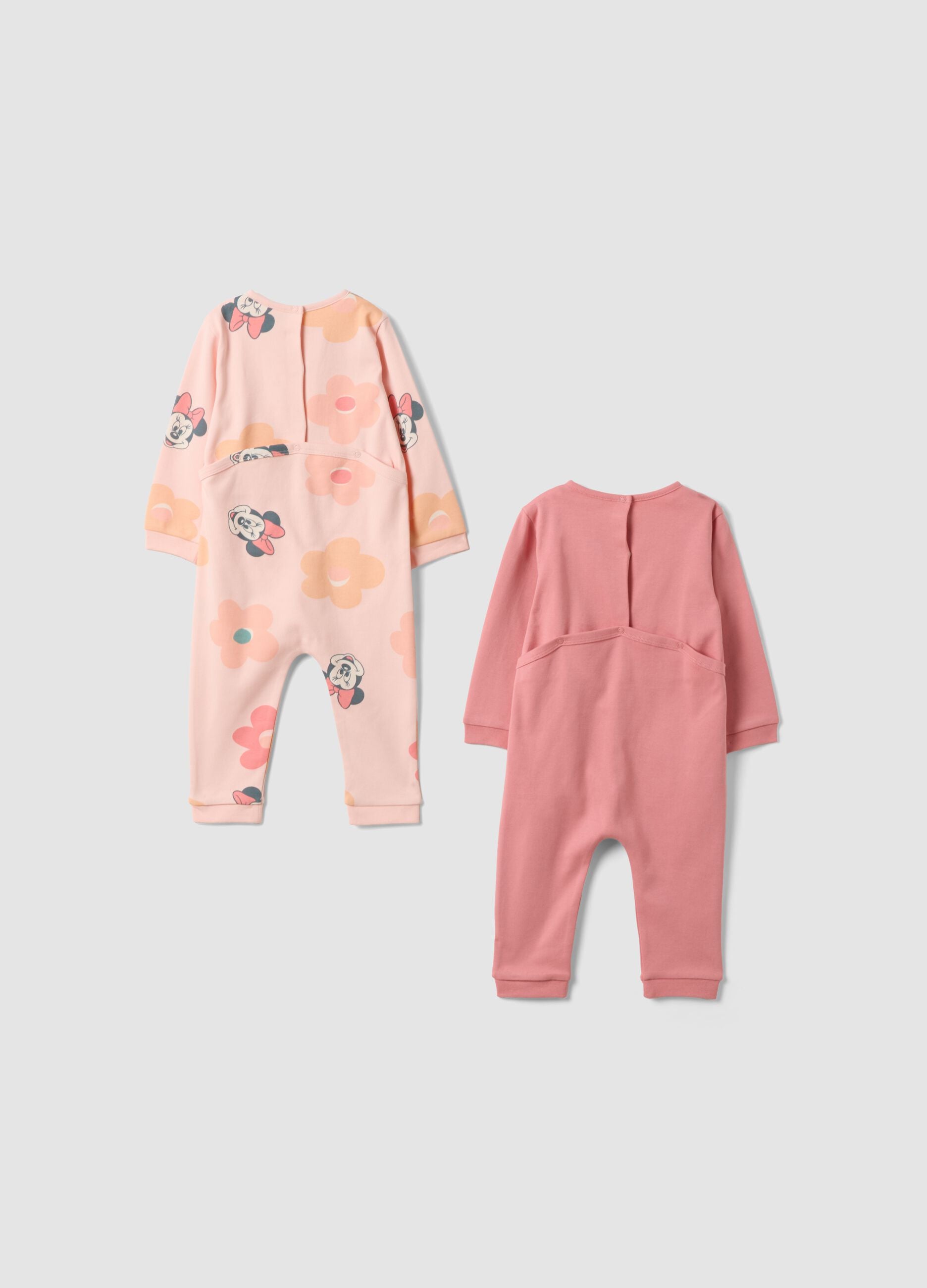 Bipack di tutine rosa in puro cotone con stampa Minnie