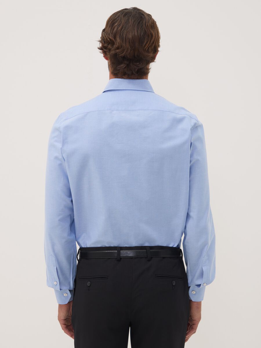 Light blue pure cotton Oxford shirt with French collar, slim fit_3