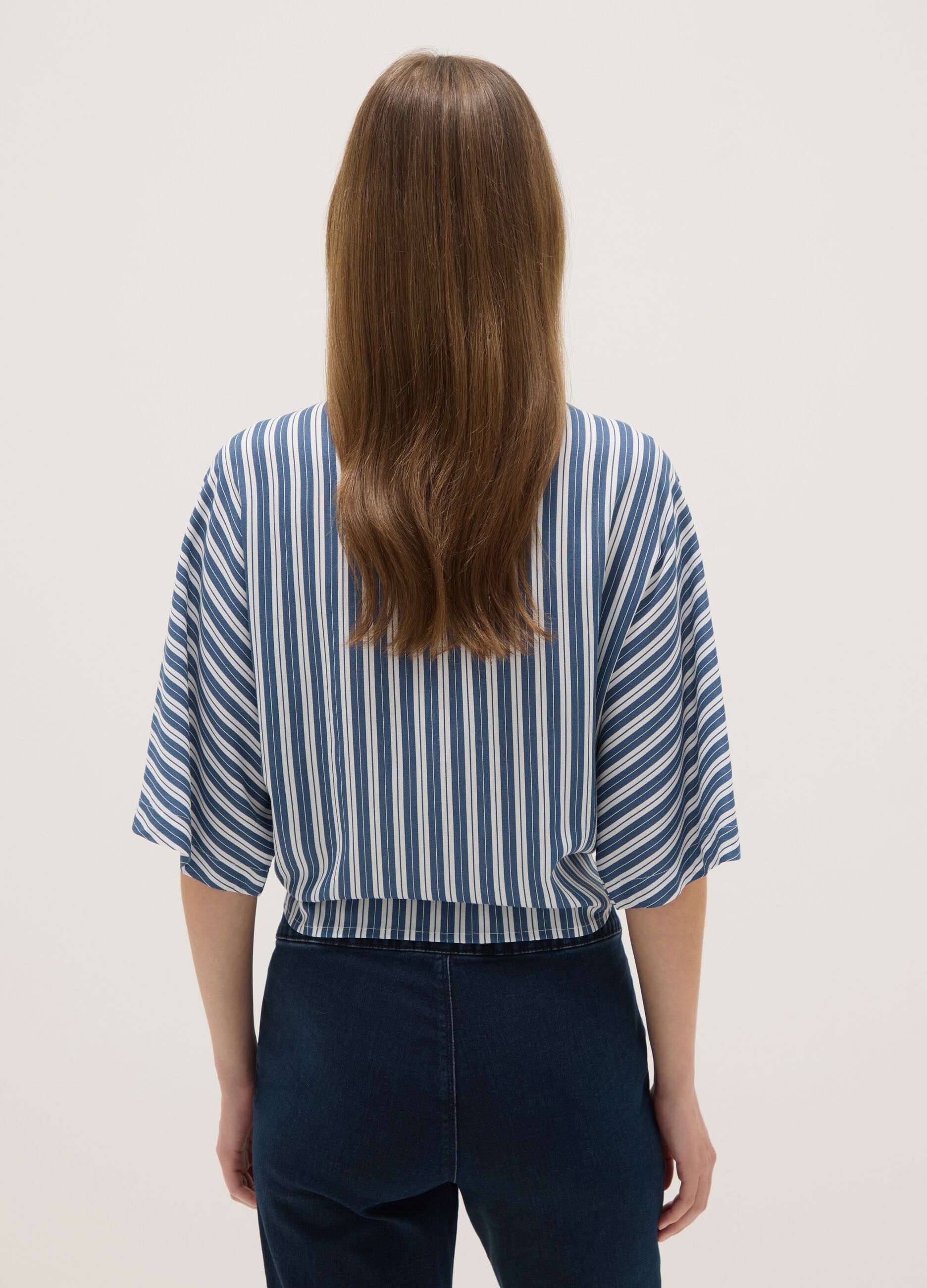 Mehrfarbig gestreiftes Regular-Fit-Hemd aus reiner Viskose