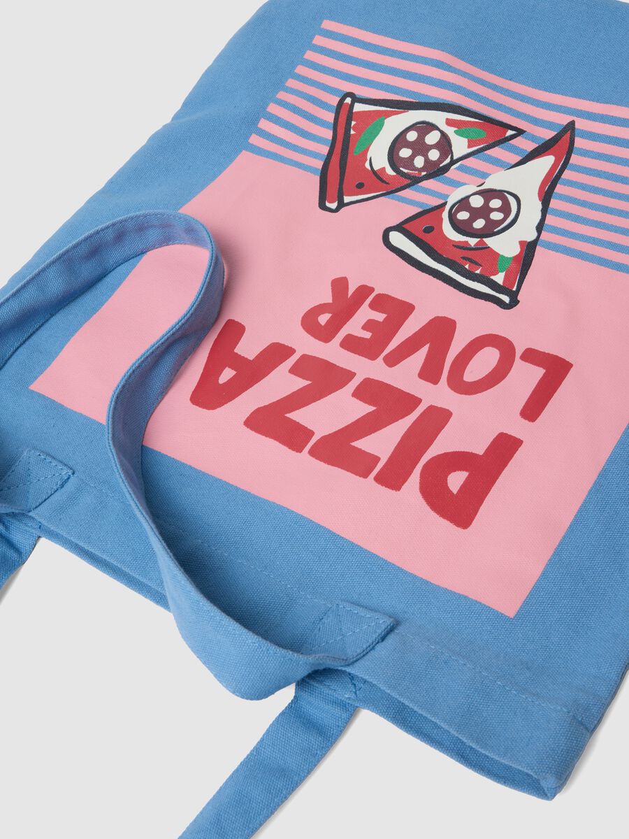 Blue pure cotton bag with pizza print_2