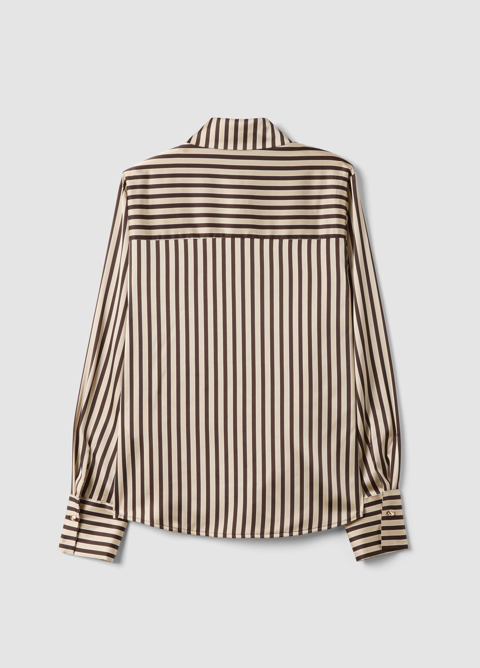 Yellow shirt with brown stripes in stretch fabric