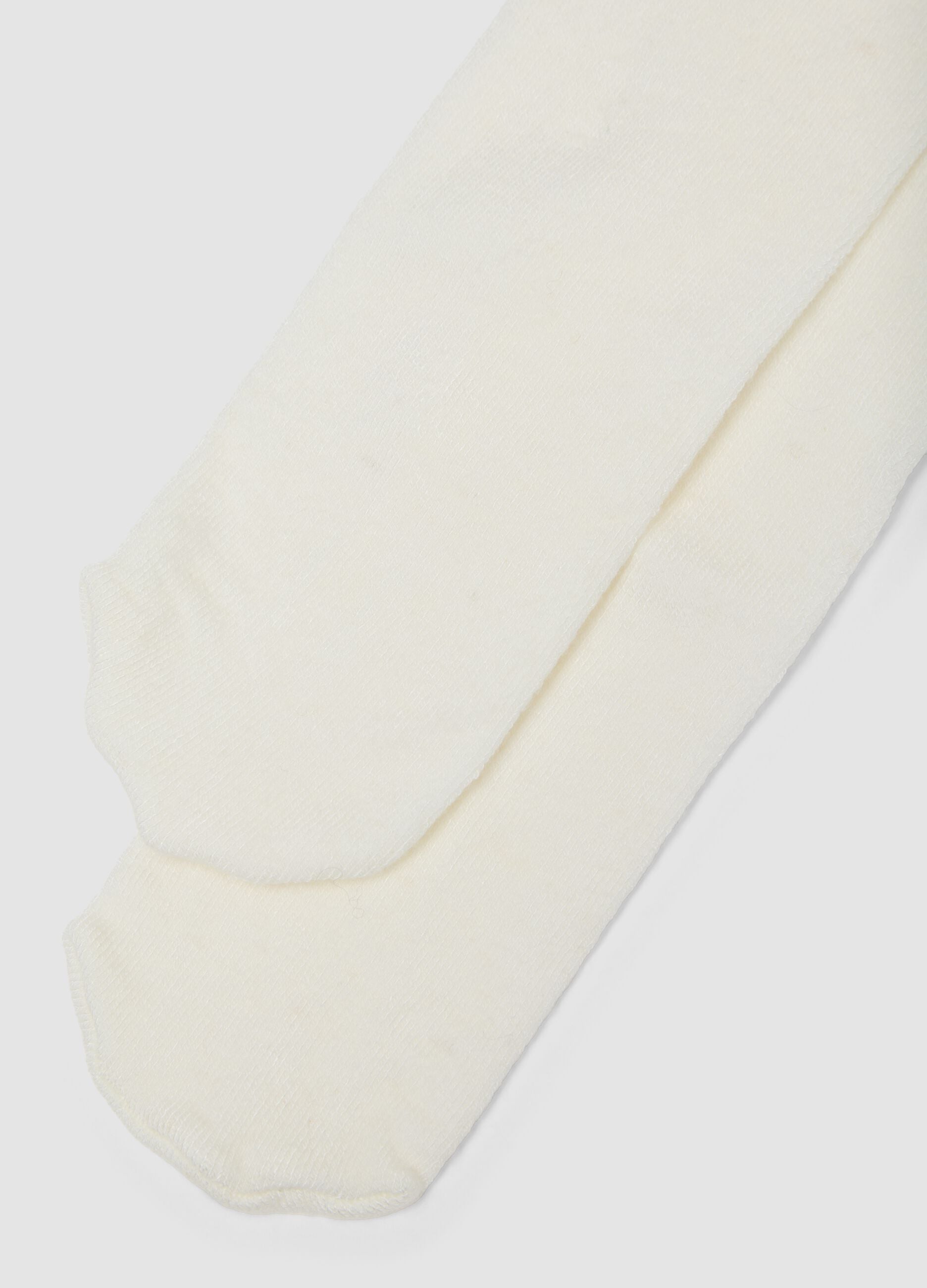 Collants brancos para beb&eacute; em viscose e caxemira el&aacute;sticos