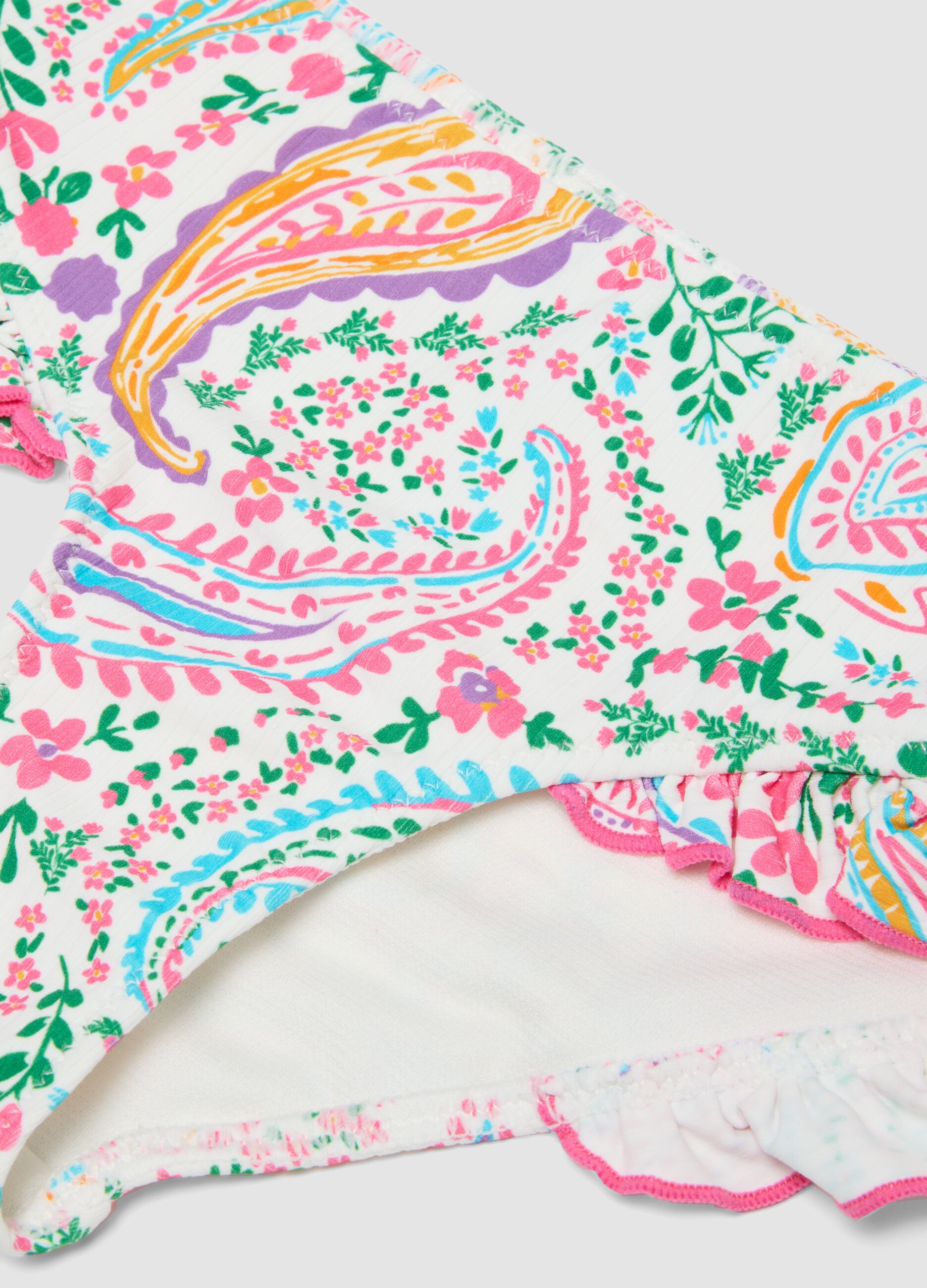 Multicolour stretchy bikini with ruffles