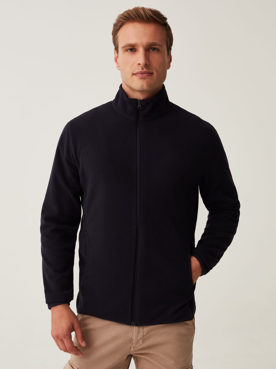 Fleece full-zip sweatshirt with high neck_0