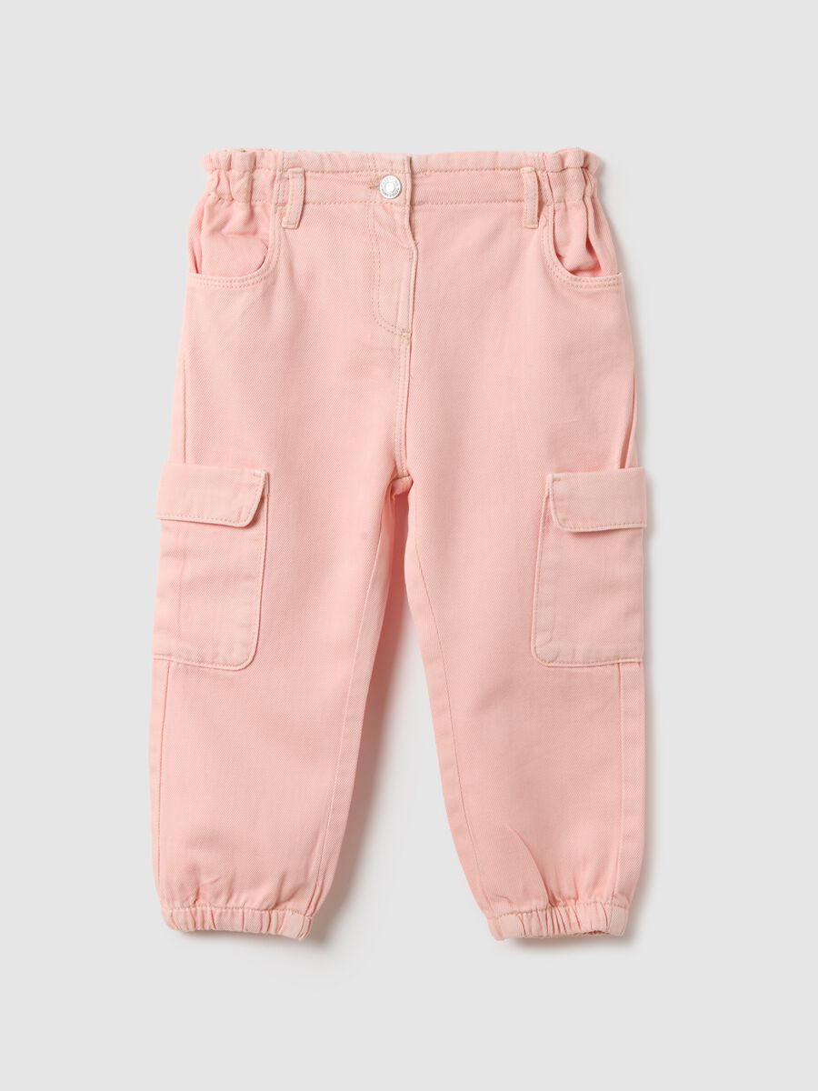 Baggy Cargo-Hose aus reinem rosa Baumwolle f&uuml;r M&auml;dchen_0