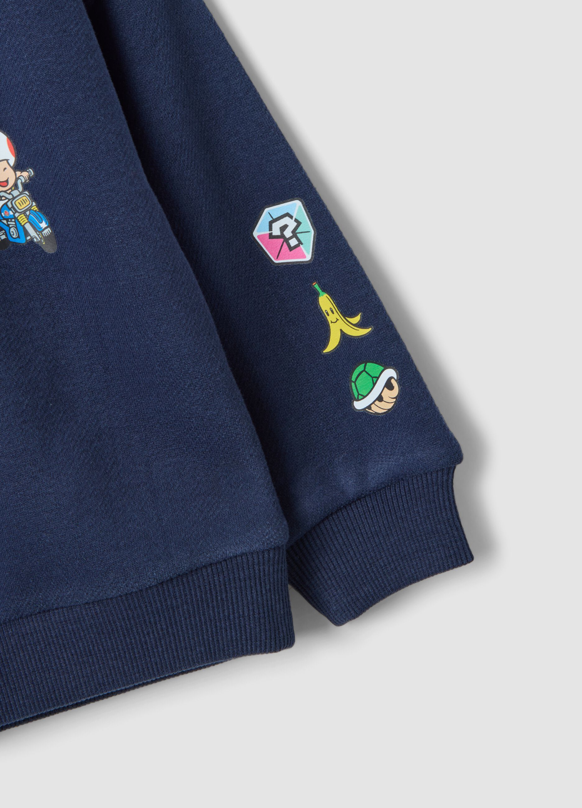 Navy blue cotton-blend crew-neck Mario Kart sweatshirt
