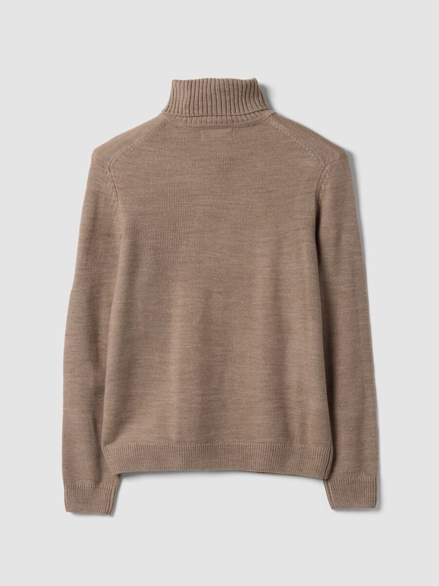 Maglia beige a dolcevita regular fit in jersey knit_2